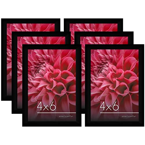 Americanflat 6x4 Photo Frames in Black - Set of 6 - Gallery Wall Picture Frame Set with Shatter-resistant Glass - Horizontal and Vertical Formats for Wall and Tabletop