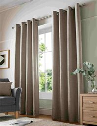 Alan Symonds Curtains Eyelet Ring Top Fully Lined, Chenille Polyester, Cream, 66 x 90