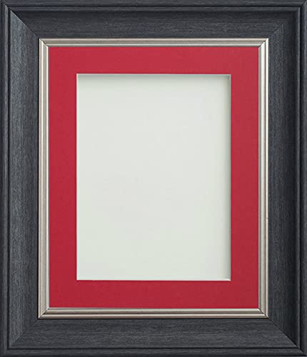 Frame Company Drummond Range Charcoal 10x8 inch Picture Photo Frame with Red Mount for Image 6x4 inch * Choice of Sizes* Fitted with Real Glass
