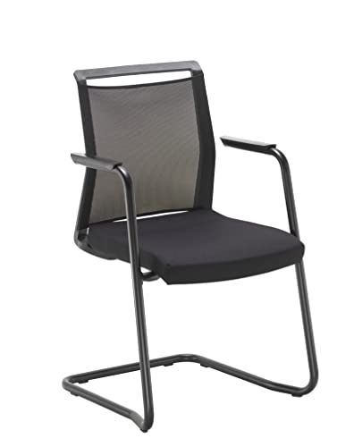 Office Hippo Mesh Back Cantilever Desk Chair With Integral Arms, Suitable for Home Office, Office, Meeting Rooms, Boardroom and Classrooms, Black, 57.5 x 59 x 91 cm