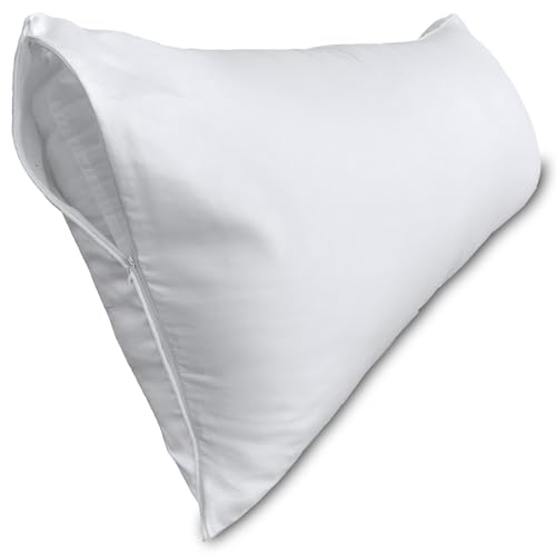 Precoco Body Pillow Cover, 100% Cotton Body Pillow Pillowcase-Premium White Body Pillow Case with Double Zipper Fitted, Breathable & Ultra Soft/600 Thread Count Covers for Easy Care, 20x54, 1 Pack