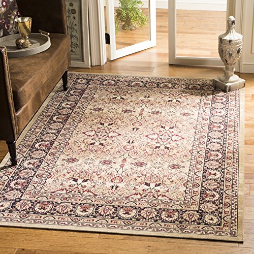 Safavieh Traditional Persian Indoor Woven Rectangle Area Rug, Lavar Kerman Collection, LVK620, in Cream / Navy, 91 X 152 cm for Living Room, Bedroom or Any Indoor Space