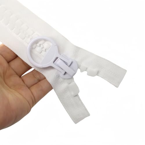 "YaHoGa 70cm #20 Super Large Separable Giant Plastic Zippers for Sewing Tents, Coats, Overcoats, Boat Cover, Giant Resin Vislon Zippers (28"") White"