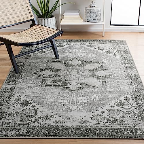 Safavieh Traditional Rug Ideal for High Traffic Areas - Machine Washable and Non Slip - Tucson Collection, Short Pile, in Dark Green and Beige, 183 X 274 cm