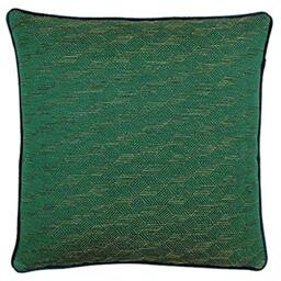 "Riva Paoletti Highbury Polyester Filled Cushion - Emerald Green - Geometric Cube Design - Jacquard Weave - Gold Geometric Reverse - 58% Linen 42% Polyester - 50 x 50cm (20"" x 20"" inches)"
