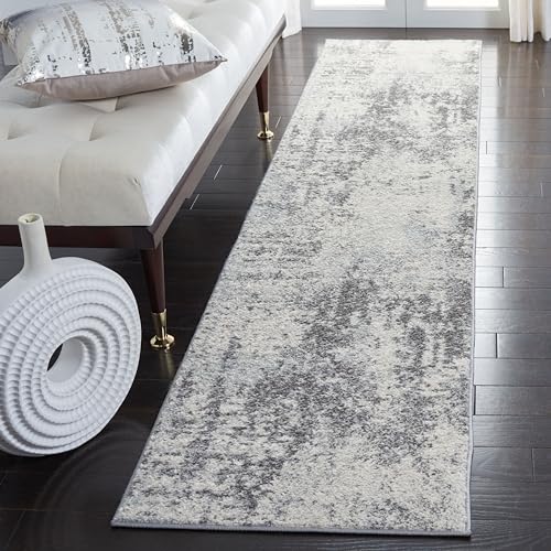 Safavieh Boho Rug for Living Room, Dining Room, Bedroom - Tulum Collection, Short Pile, in Ivory and Charcoal, 91 X 152 cm