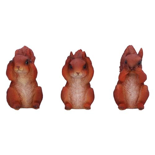 Nemesis Now Three Wise Squirrels 9cm, Red, Squirrel Gift - Resin, Three Wise Red Squirrels, Occult Squirrels Figurine Trio Set, Cast in the Finest Resin, Expertly Hand-Painted