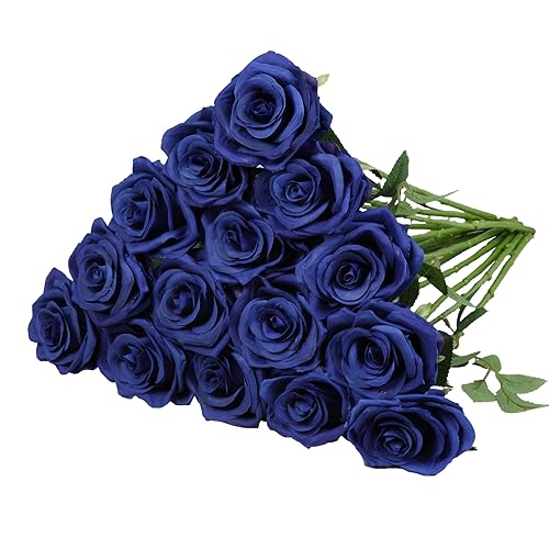 Carlita???s Blooms 15pcs Fake Roses Artificial Silk Flowers Faux Rose Flower Long Stems Bouquet for Arrangement Wedding Centerpiece Party Home Kitchen Decor