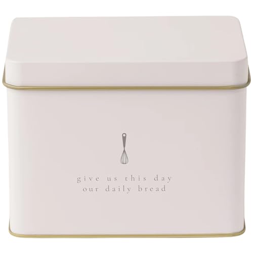 PPP Recipe Tin in Cream - Classic and Neutral - Includes 25 Blank Recipe Cards - Gold Metallic Interior - w/Whisk Design Printed - Made from Heavy Steel - Decorative Recipe Box Holder