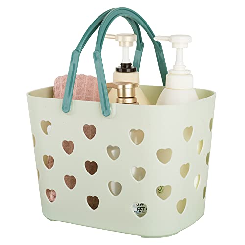 Anyoifax Portable Shower Caddy Tote Plastic Storage Basket with Handle Box Organizer Bin for Bathroom, Pantry, Kitchen, College Dorm, Garage - Green