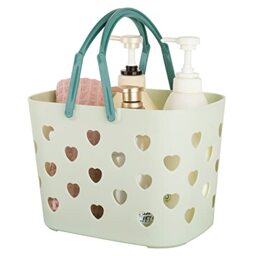Anyoifax Portable Shower Caddy Tote Plastic Storage Basket with Handle Box Organizer Bin for Bathroom, Pantry, Kitchen, College Dorm, Garage - Green