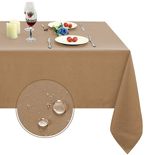 Obstal 210GSM Rectangle Table Cloth - Heavy Duty Water Resistance Microfiber Tablecloth, Decorative Fabric Table Cover for Outdoor and Indoor Use (Coffee, 60 x 84 Inch)