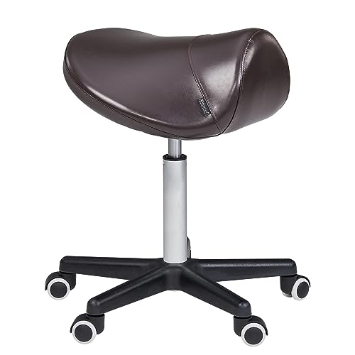 Master Massage Ergonomic Saddle Stool, Workshop, Office Use Swivel Rolling Chair, Perfect for Clinic, Spa, Salon in Coffee