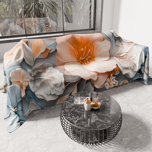 PETTI Artigiani Italiani - Spring Summer Double Bedspread Light Blanket Double Bed Linen Bedspread Floral 05-20 100% Made in Italy