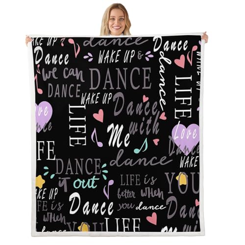"Feelyou Hippie Graffiti Fuzzy Sherpa Blanket Dance Life Fleece Throw Blanket Soft Cozy Fluffy Plush Blanket for Girls 60""x80"""