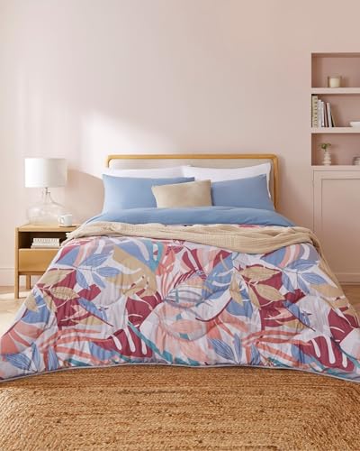 Night Lark Coverless Duvet and Pillowcase Set, Spring Summer Collection – 6 Tog Single Coverless Duvet with Advanced Smartfil® Fibre, Machine Washable, Hypoallergenic – Sunset Palms, Single Bed Size