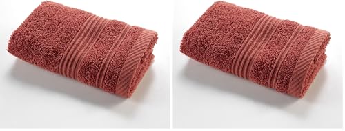 Douceur d'Intérieur, Guest Towel (30 x 50 cm) Tendresse Terracotta, Plain Sponge (Pack of 2)
