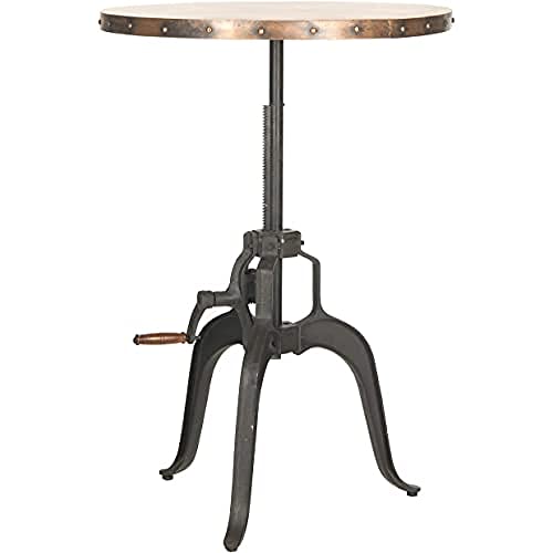 SAFAVIEH Rustic Accent Table with Iron Legs, in Black and Copper, 75 X 75 X 80