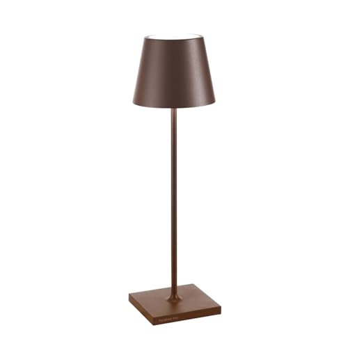 Zafferano, Poldina Pro Lamp, Rechargeable Cordless Table Lamp with Touch Controls, Suitable for Interior and Outdoor, Dimmer, 2200-3000 K, Height 38 cm, Corten Colour