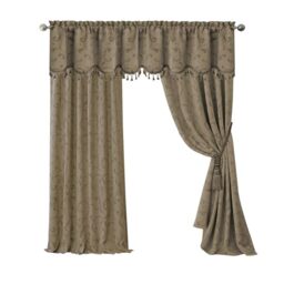 "Elrene Home Fashions Mia Jacquard Scroll Blackout Window Curtain, 52"" x 95"" (1 Panel), Taupe"