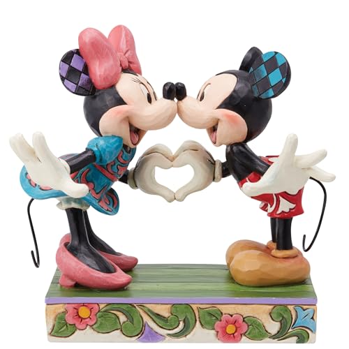 Enesco Disney Traditions by Jim Shore Mickey and Minnie Mouse Making Heart Hands Figurine, 6.125 Inch, Multicolor