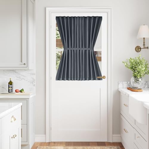 Vatge French Door Curtain - Thermal Insulated Window Curtain with Magic Tape for Glass/Front/Sliding Door, 1 Panel, W54 x L40, Grey
