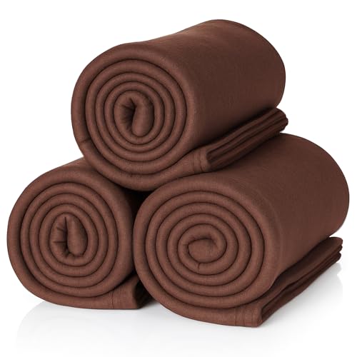 ALCLEAR 3 pieces Oeko Tex certified fleece blankets, color: chocolate brown, great size 130x160 cm, over 200 g/m2, sofa blanket couch blanket living blanket, picnic blanket sofa throw blanket