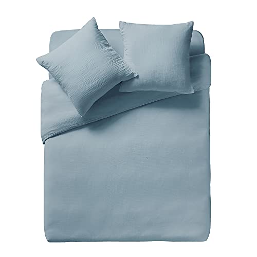 ESSIX Tendresse Duvet Cover, Cotton, Alpine Blue, 260 x 240 cm