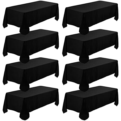 Fivenl 8 Pack Black Tablecloth 70 x 120 Inch, Premium Rectangle Table Clothes for 6 or 8 Foot Rectangle Table, Washable Polyester Fabric Table Covers for Wedding Party Reception Banquet Buffet