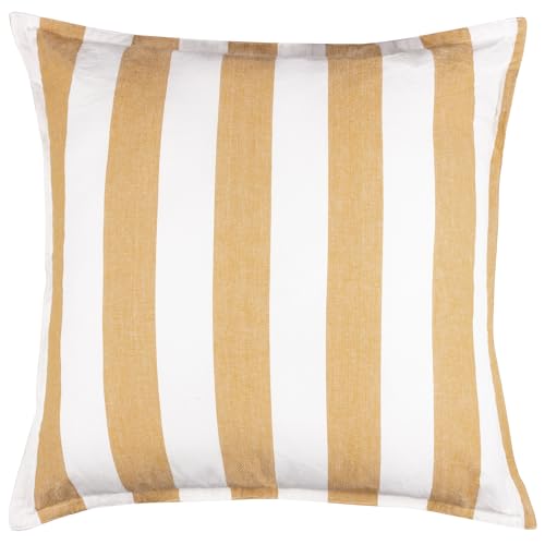 Yard Hayle Cushion Cover – Reversible Water Resistant Striped Soft Cotton Outdoor Decorative Case (Honey – 50x50cm)