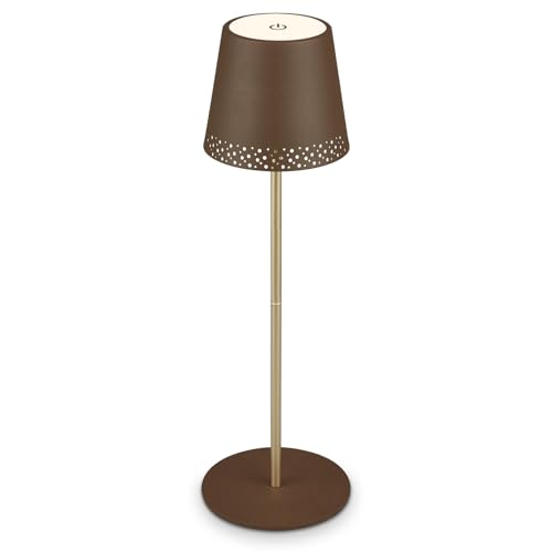 BRILONER - LED Battery Table Lamp 2 in 1 Assembly, Stepless Dimmable, Touch, Mobile Light, LED Table Lamp Outdoor, LED Table Lamp Cordless, Brown-Gold Coloured