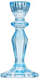 Talking Tables Sky Blue Glass Candle Holder - Decorative Candlestick Holder Taper Candle Stand, Elegant Table Centrepieces, Candle Holders for Dining Room, Living Room Decoration, One Size 16cm