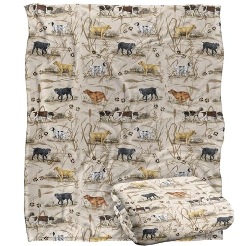 Jq Licensing - Bs-Jp Hunting Breeds Dog Pattern Silky Touch Super Soft Throw Blanket 152 X 127 Cm