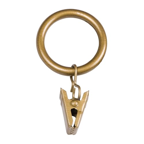 "Kenney Clip Rings for 1"" to 1-1/4"" Diameter Curtain Rods, Gold, 14-Pack"