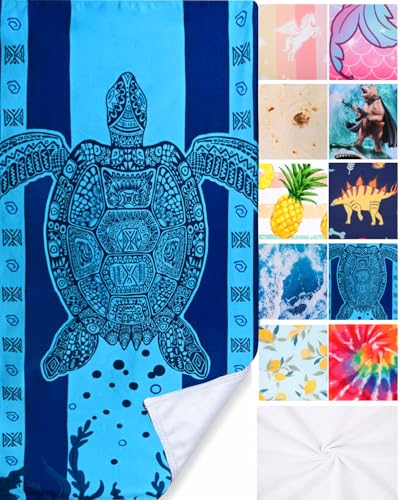 LIVILAN Microfiber Blue Sea Turtle Beach Towel Blanket, Thin Lightweight Absorbent Quick Dry Sand Free Swimming Bath Shower Pool Towels Sea Turtle Gifts for Men Women Girls, 30 X 60