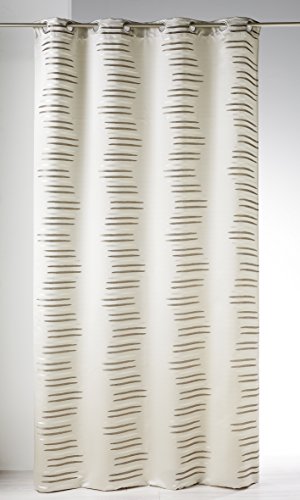 Homemaison - Jacquard Curtain with Fancy Waves - Polyester - Fantasy Pattern - Ready to Hang with Hems - Suitable for Living Room and Bedroom - 140 x 260 cm - Taupe