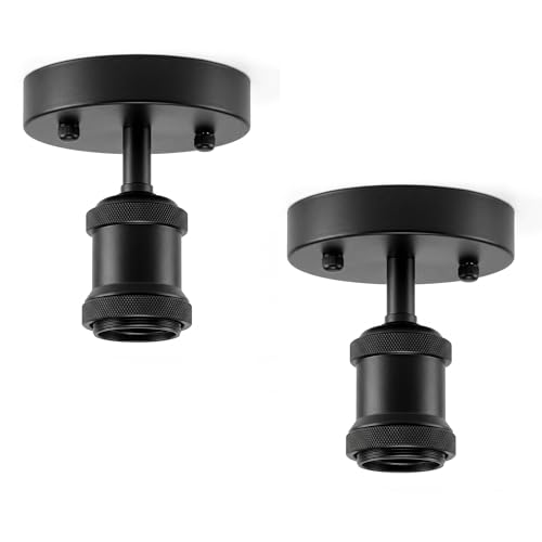 LEDSone 2 Pack of Single Head Fully Earth Ceiling Light Retro Flush Mount E27 Lamp Ceramic Holder Sconce Chandeliers for Living Room
