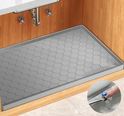 "Winisok Silicone Under Sink Mat 37"" x 19"", kitchen Essentials and Gadgets, Shelf liner and Cabinet Protector, Home Organizers and Storage, Waterproof Bathroom Tray"