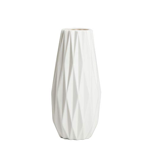 Simple White Ceramic Vase, Modern Home Decoration Porcelain Vase Flower Vase Origami Design, Flower Arrangement Decoration Shooting Props, The Best Gift (White)