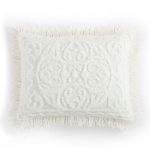 Beatrice Home Fashions Bedspread, Chenille, Ivory, King Sham
