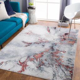Livabliss New York Abstract Rug - Area Rugs Living Room 160x220 cm, Dining Room, Lounge, Kitchen, Bedroom - Modern Marble Soft Luxurious Easy Care Medium Pile Large Burgundy and Grey