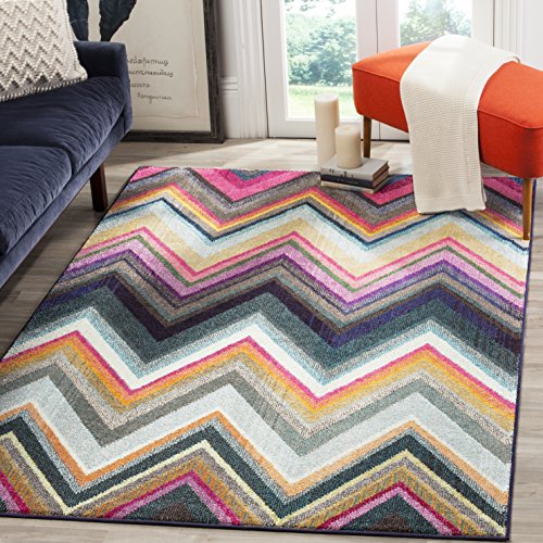 Safavieh Boho Chic Indoor Woven Rectangle Area Rug, Monaco Collection, MNC234, in Multi, 122 X 170 cm for Living Room, Bedroom or Any Indoor Space