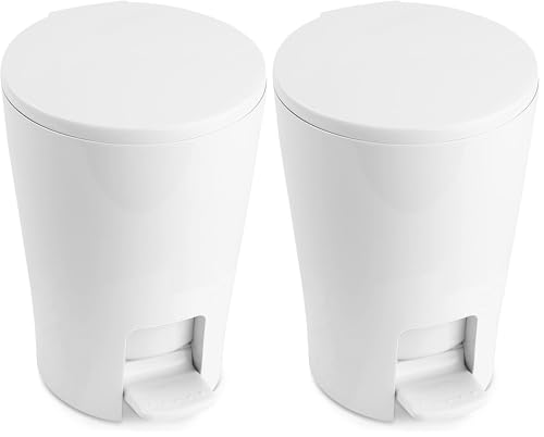 TATAY 4434901 diabolo - Pedal bathroom waste bin, with capacity of 5 l, 28.2 x 19 x 21 cm Modern 19.00x21.00x28.20 cm white (Pack of 2)