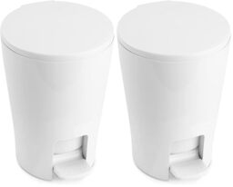 TATAY 4434901 diabolo - Pedal bathroom waste bin, with capacity of 5 l, 28.2 x 19 x 21 cm Modern 19.00x21.00x28.20 cm white (Pack of 2)
