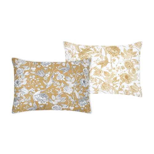 STOF - Pillowcase Bag - Size 50 x 70 cm - Quality Cotton Percale - 100% Oeko-Tex Certified Cotton - Gold - Yellow - Hyacinth Model - Bed Linen - Classic - Charm