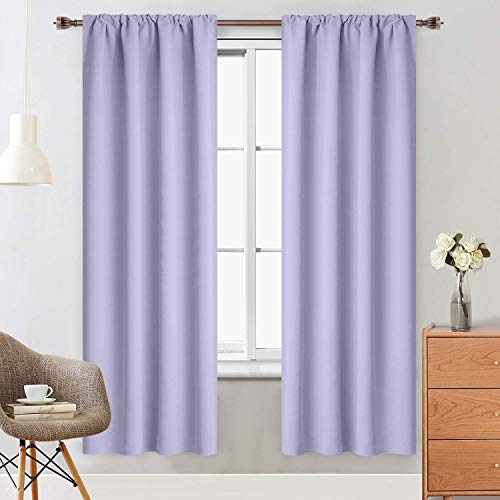 Yakamok Lilac Rod Pocket Blackout Curtains 72 inches Long for Bedroom - Room Darkening Thermal Insulated Window Treatment Drapes for Living Room,38W x 72L Inch,2 Panels