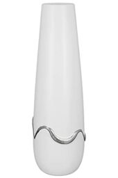 GILDE Decorative Vase for Pampas Grass - Ceramic Vase Cone Vase - Decorative Living Room Gift for Women Birthday Mother's Day - Colour: Silver White Matte Height 49 cm