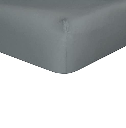 Sleepdown Plain Bamboo Fitted Sheet Soft Warm Cosy & Breathable Comfortable Bedding Bottom Sheets 32cm Extra Deep Pockets - Charcoal - Single,5056242895022
