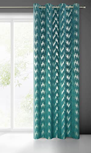 Eurofirany Chill Velvet Curtains Sequin Pattern Eyelets Velour Eyelet Curtain Velvet Opaque Magnificent Elegance Patterned (Turquoise)