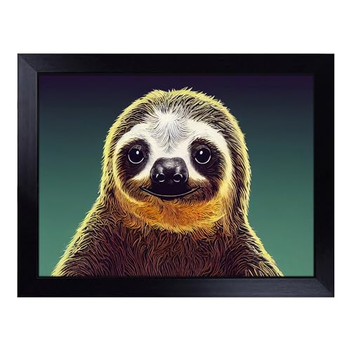 Lap Tray with Bean Bag Cushion, Inconceivable Sloth - Handmade in the UK, Raised Wooden Edge, Padded Cushion, Heat-Resistant Wipe-Clean Surface, for Meals, Laptops and Crafts